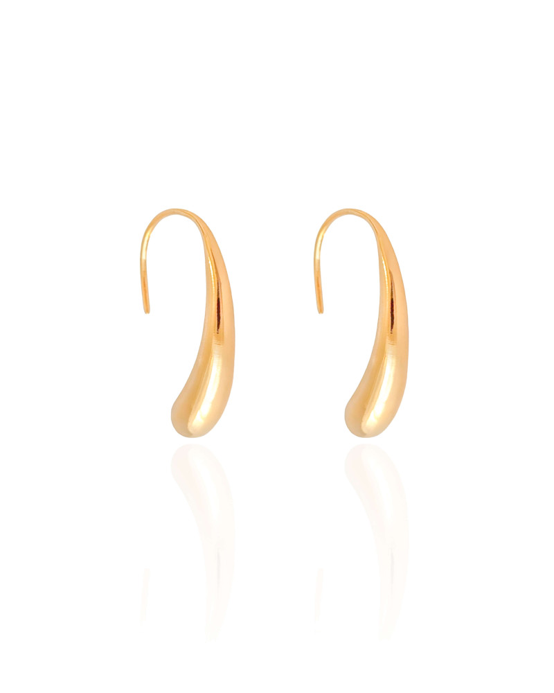 Brinco Passante Gota Lisa Banhado a Ouro 18K