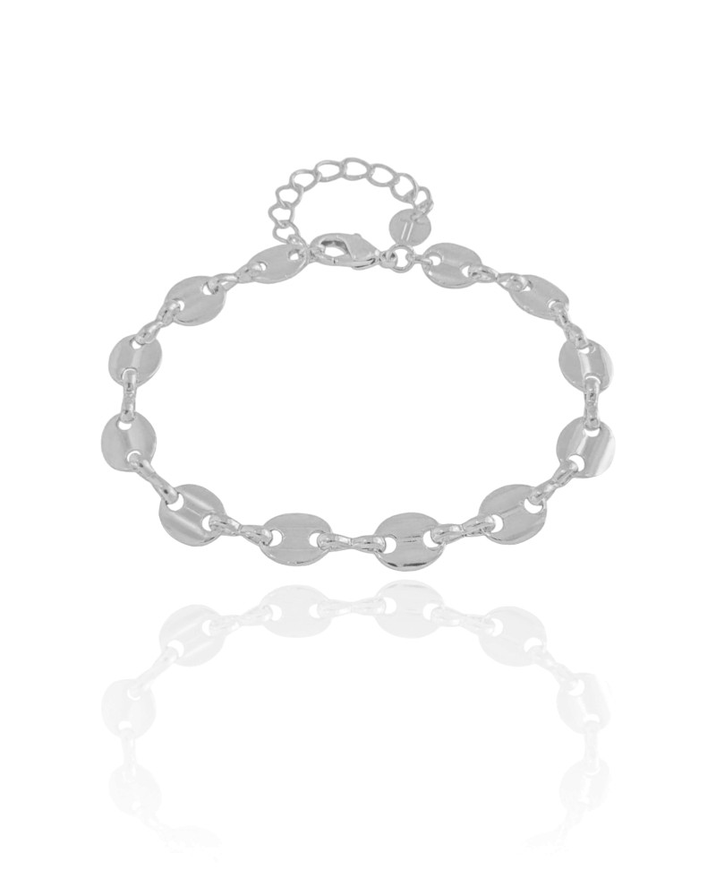 Pulseira Plaquinhas Lisas 7 mm Ródio Branco