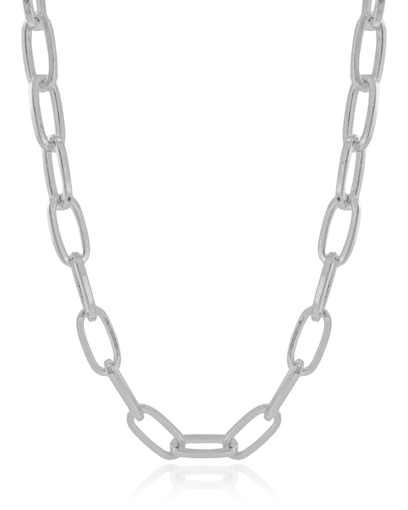 Gargantilha Elos Ovais 9 mm Ródio Branco