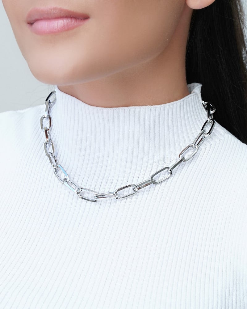 Gargantilha Elos Ovais 9 mm Ródio Branco