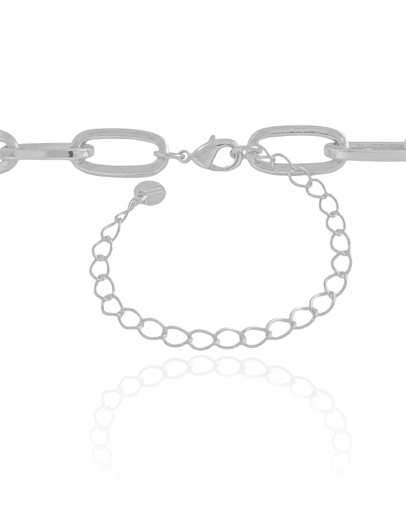 Gargantilha Elos Ovais 9 mm Ródio Branco