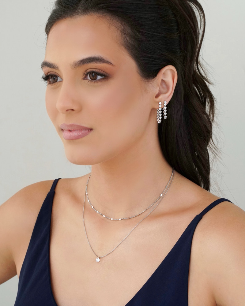 Gargantilha Veneziana Ponto de Luz Ródio Branco