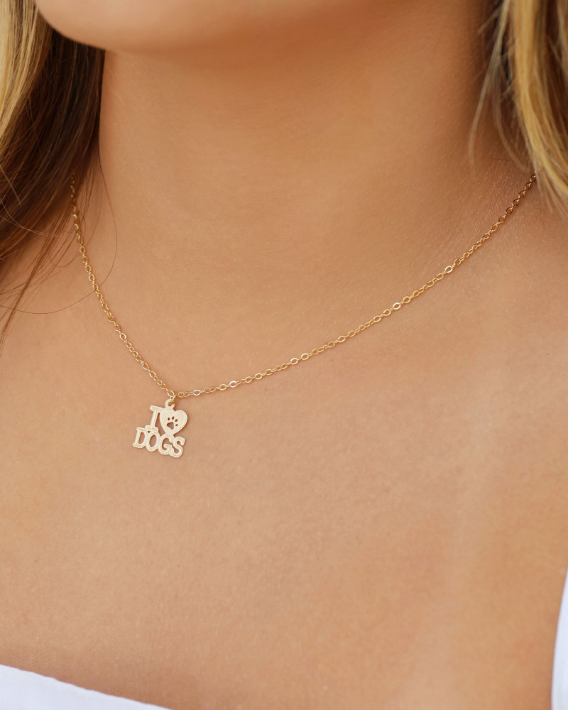 Gargantilha Elos Americanos I Love Dogs Banhado a Ouro 18K