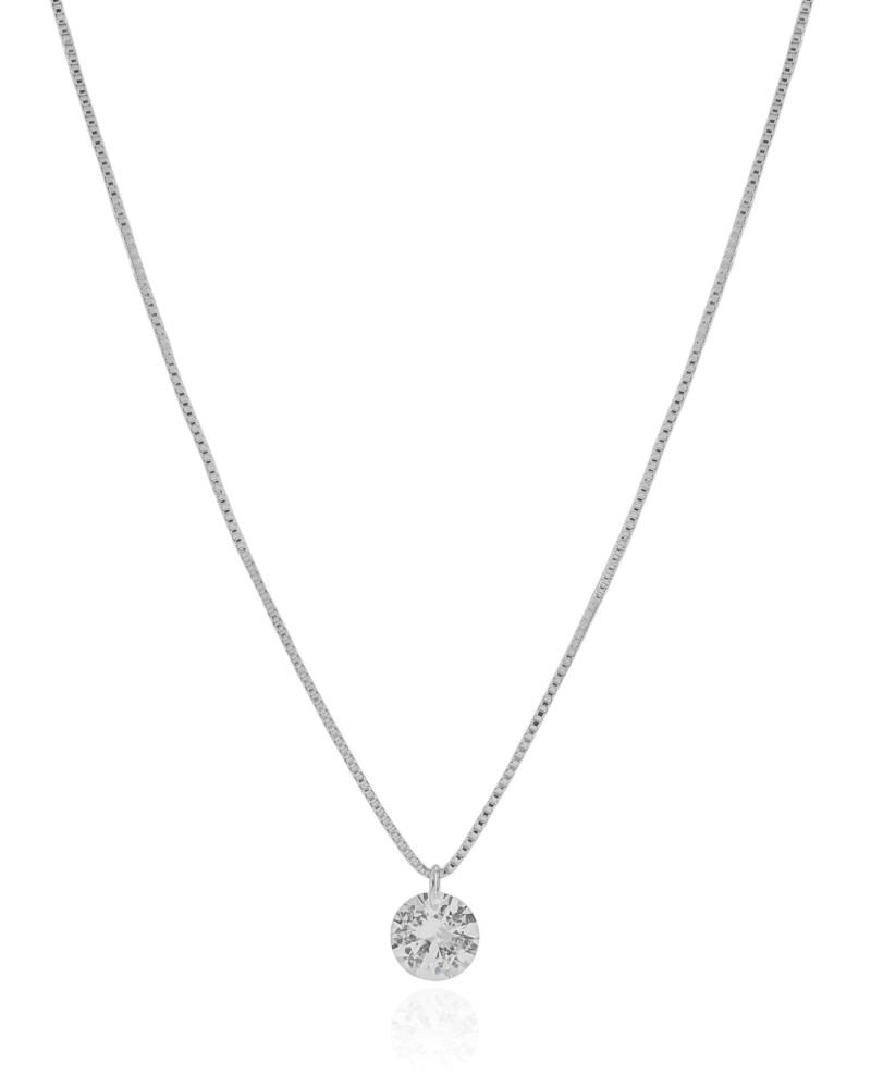 Gargantilha Veneziana Ponto de Luz Cristal Ródio Branco