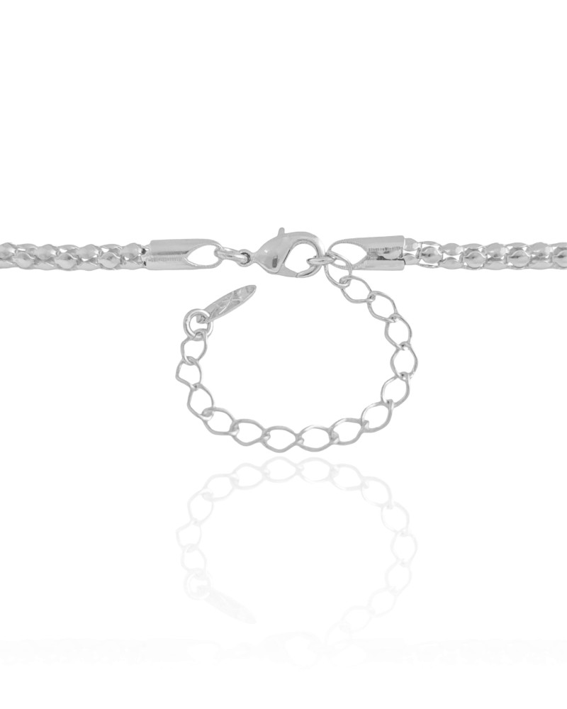 Gargantilha Malha Morango 3 mm Ródio Branco