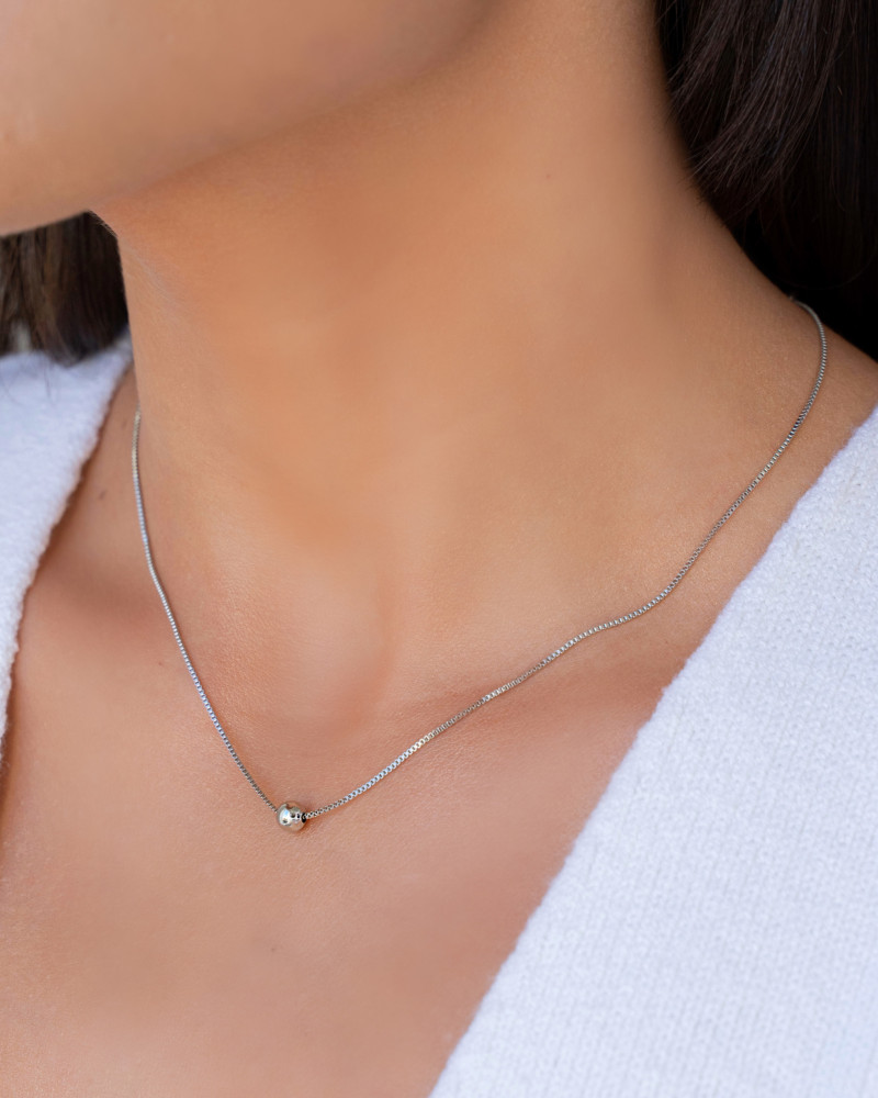 Choker Veneziana Bola Lisa 5 mm Ródio Branco