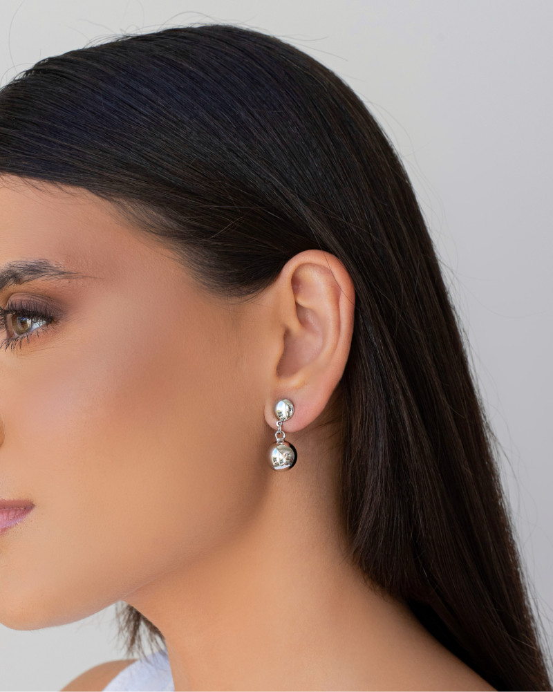 Brinco Redondo com Bola Lisa 11 mm Ródio Branco