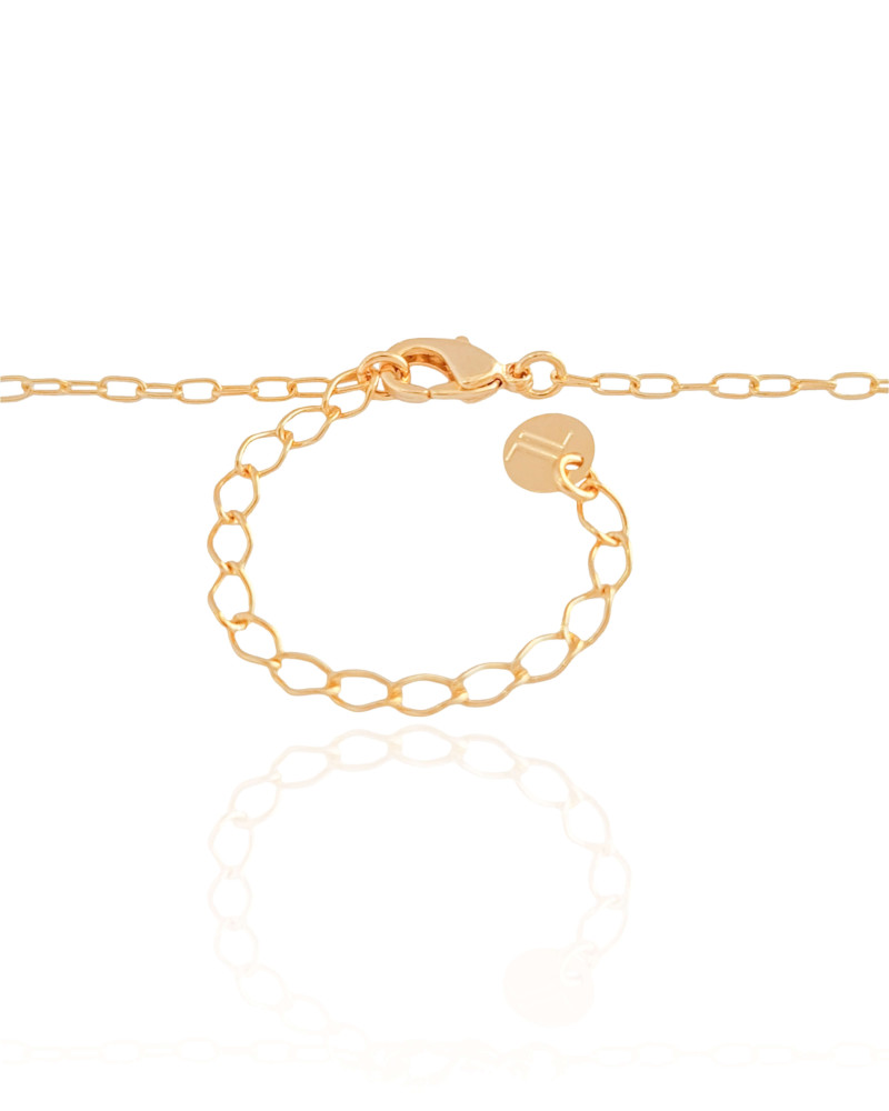 Gargantilha Infantil Laço Ponto de Luz Safira Rosa Banhado a Ouro 18K