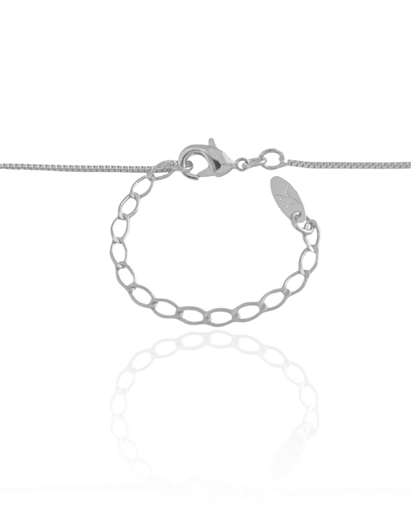 Gargantilha Coração Filho Menino Cravejado Cristal Ródio Branco - 45 cm