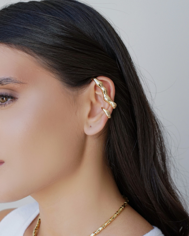 Piercing Orgânico Transversal Banhado a Ouro 18K