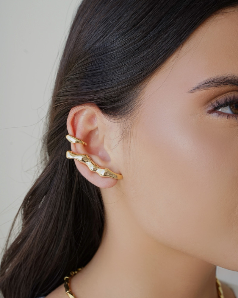 Piercing Orgânico Transversal Banhado a Ouro 18K