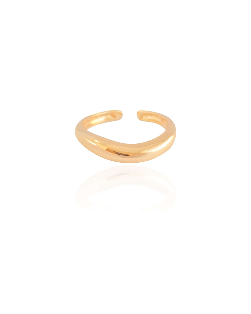 Anel Ajustável Liso Tamanho G Banhado a Ouro 18K