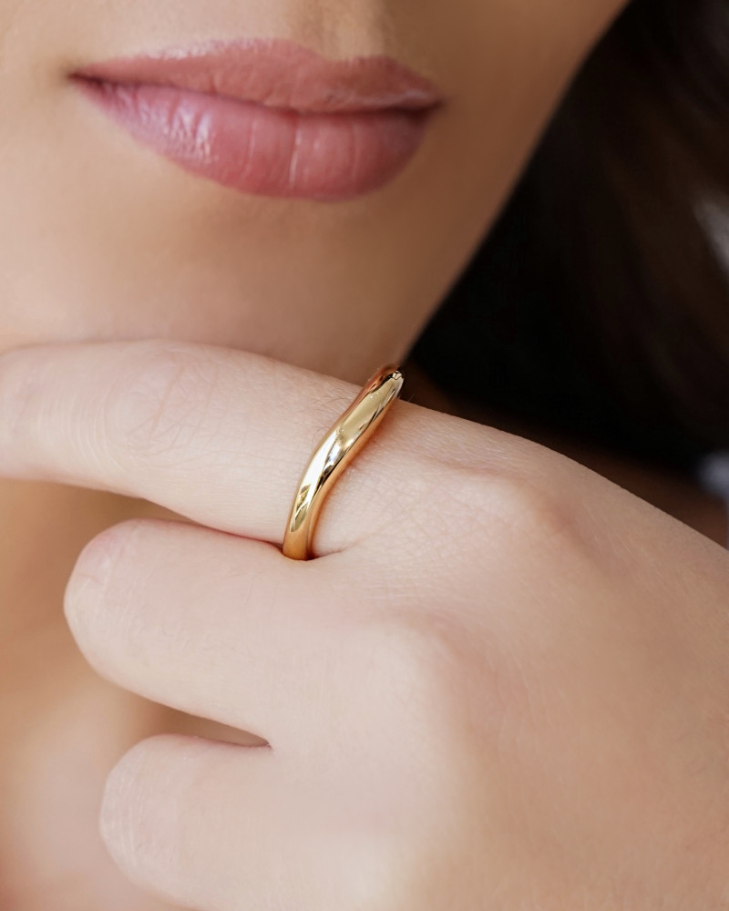 Anel Ajustável Liso Tamanho G Banhado a Ouro 18K