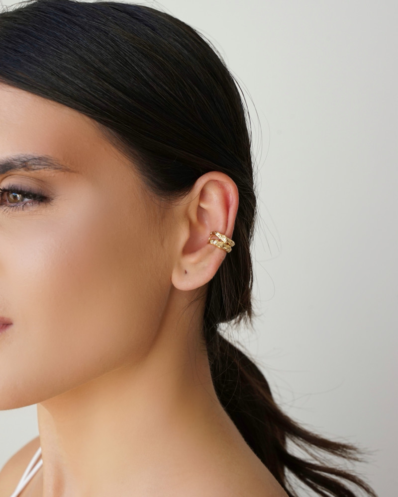 Piercing Dois Filetes Orgânico Banhado a Ouro 18K