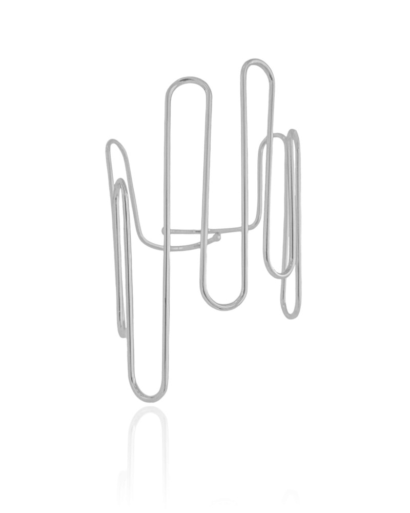 Bracelete Fio Ondas Ródio Branco