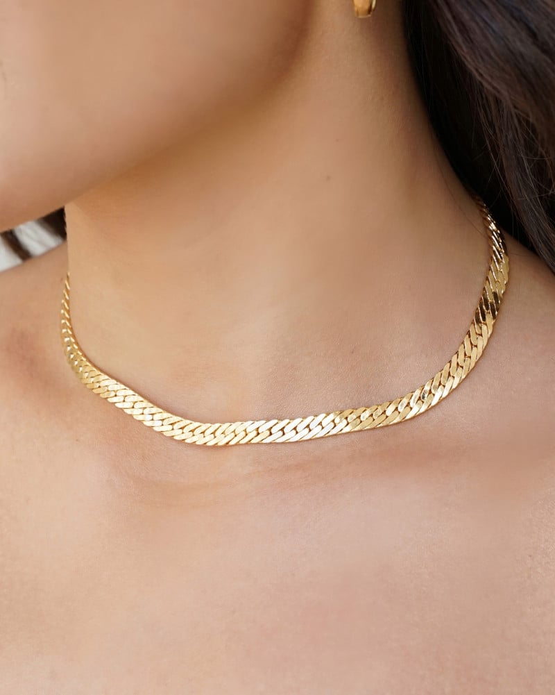 Choker Malha Cubana 6.5 mm Banhado a Ouro 18K