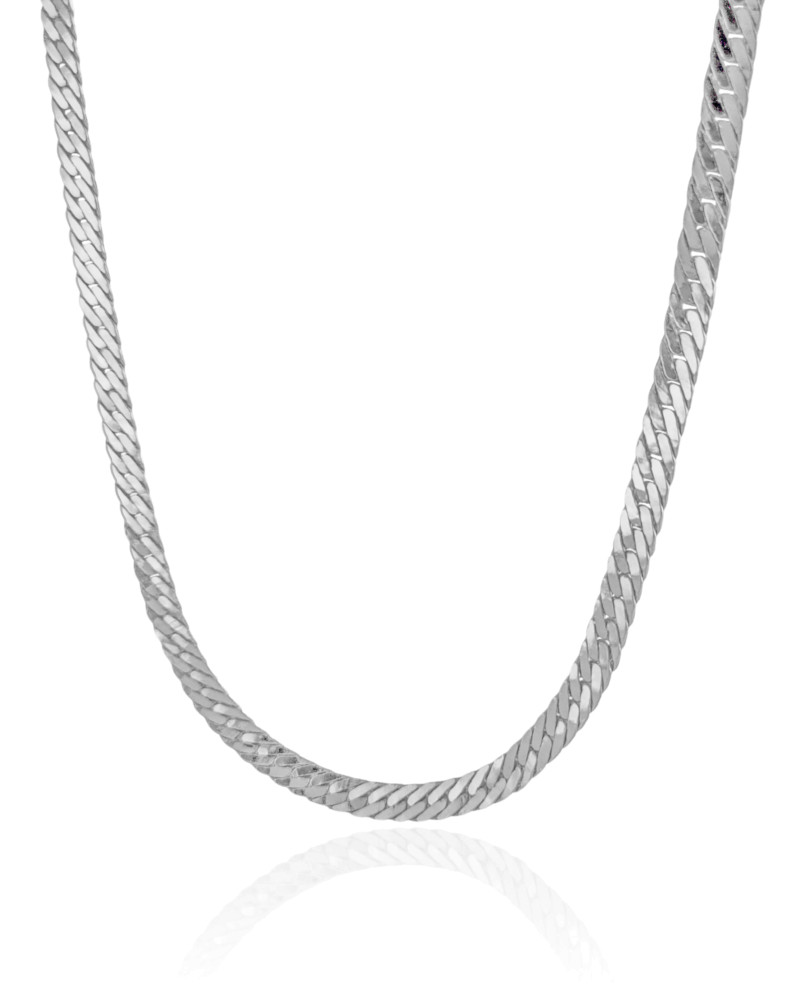 Choker Malha Cubana 6.5 mm Ródio Branco