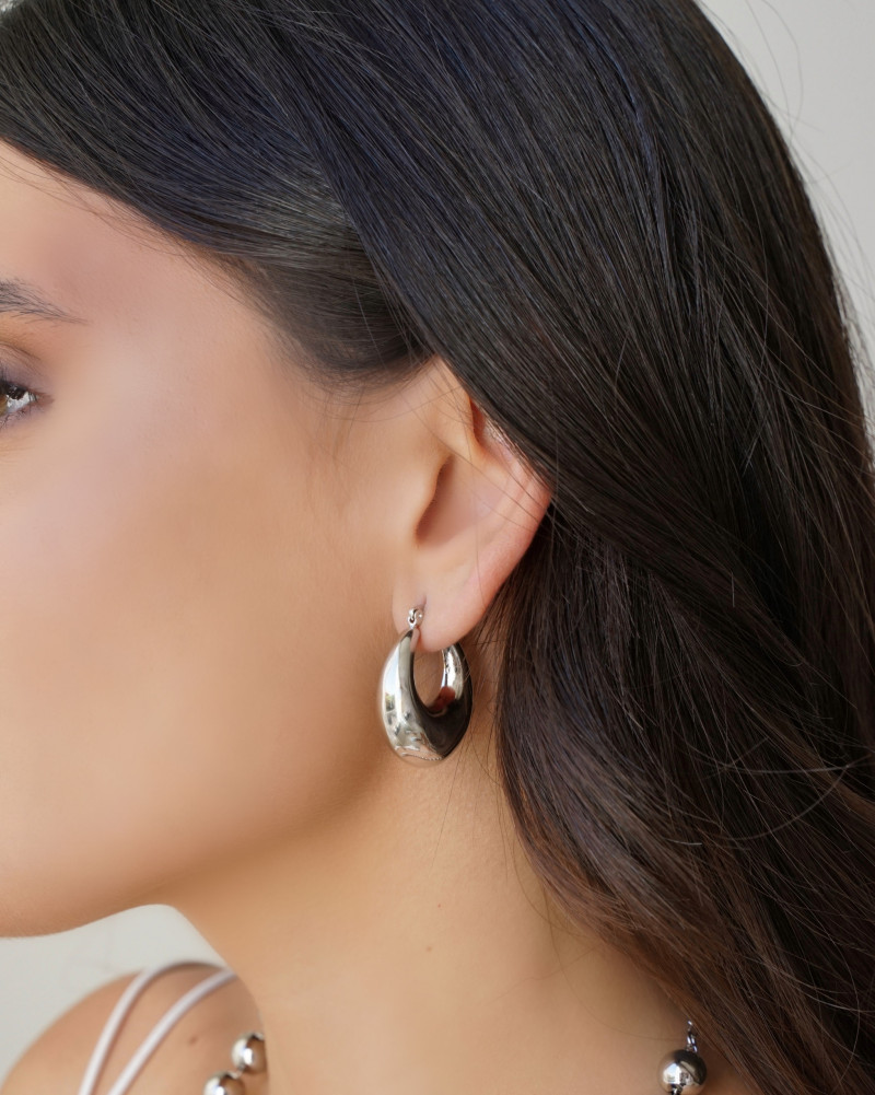 Brinco Argola Tubo Liso Fecho Italiano 3.1 cm Ródio Branco