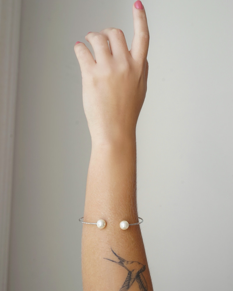 Bracelete Pérolas Ródio Branco