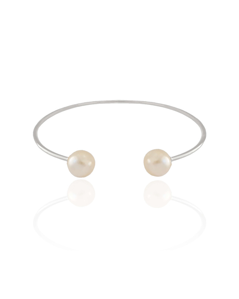 Bracelete Pérolas Ródio Branco