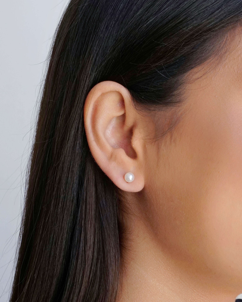 Brinco Pérola 6 mm Ródio Branco