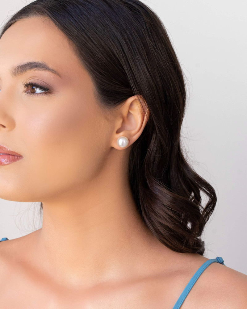 Brinco Pérola 12 mm Ródio Branco