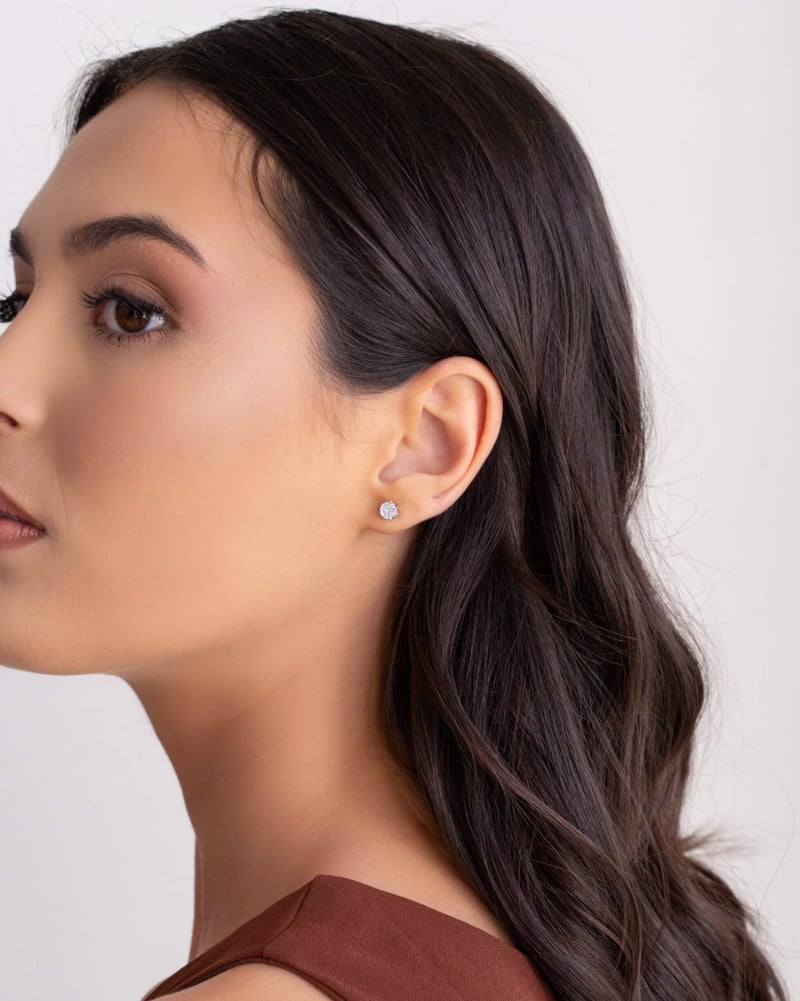 Brinco Infantil Ponto de Luz Cristal 5 mm Ródio Branco