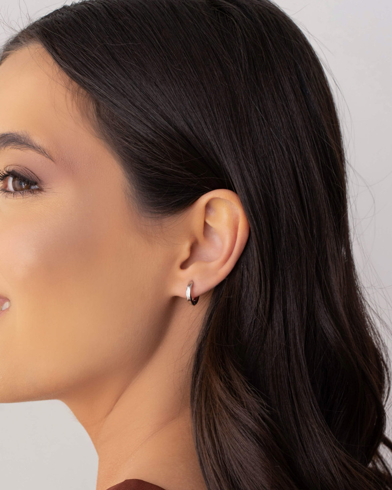 Brinco Argola Click Lisa 1.2 cm Ródio Branco