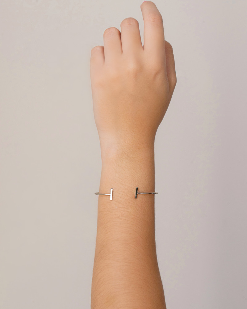 Bracelete Palito Liso Ródio Branco