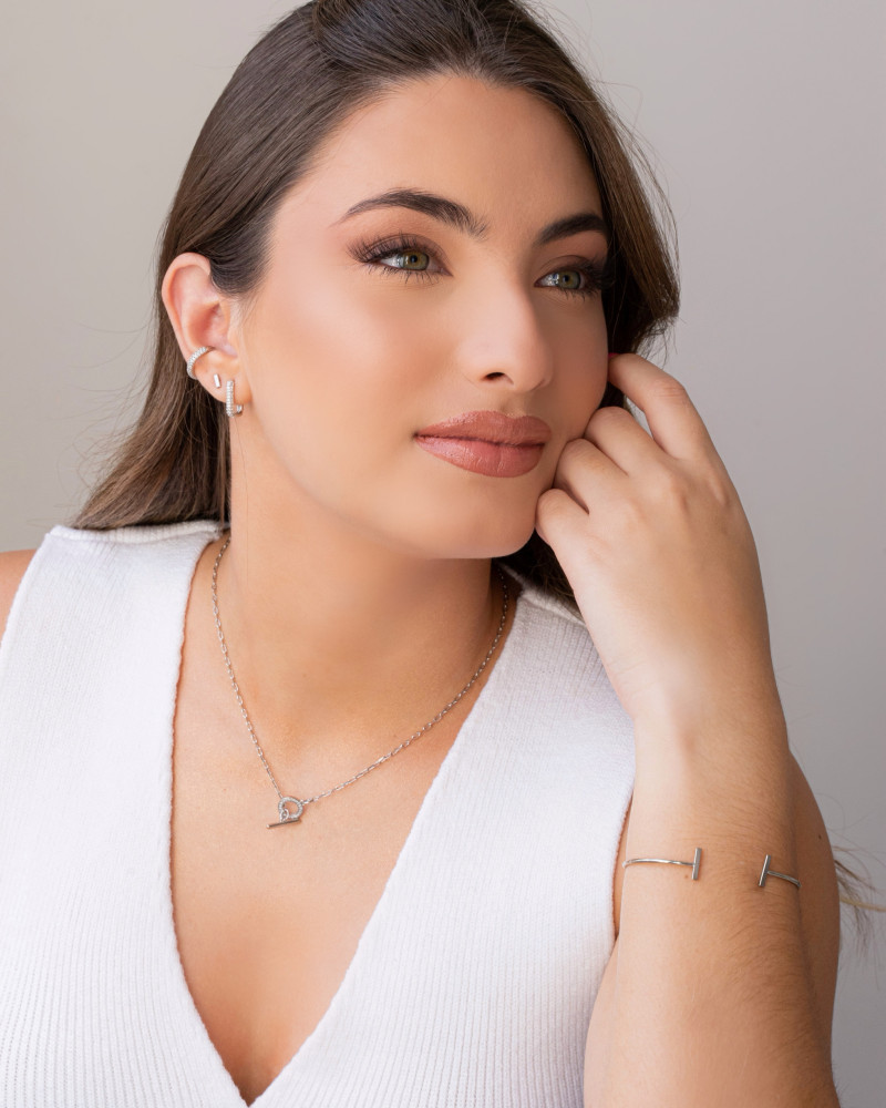 Brinco Palito Liso 5mm Ródio Branco