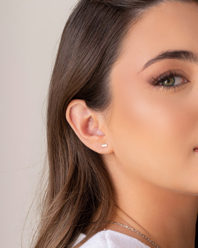 Brinco Palito Liso 5mm Ródio Branco