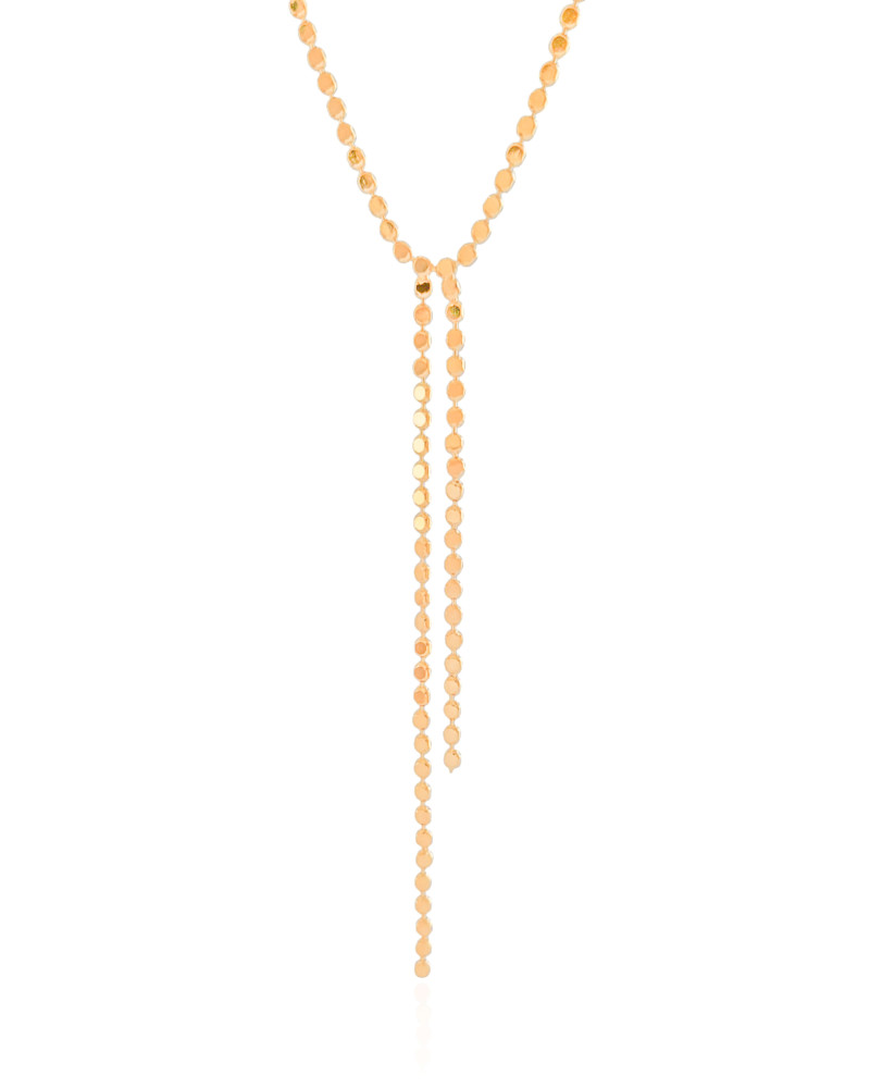 Gargantilha Gravata Plaquinhas Achatadas Banhado a Ouro 18K - 45 cm