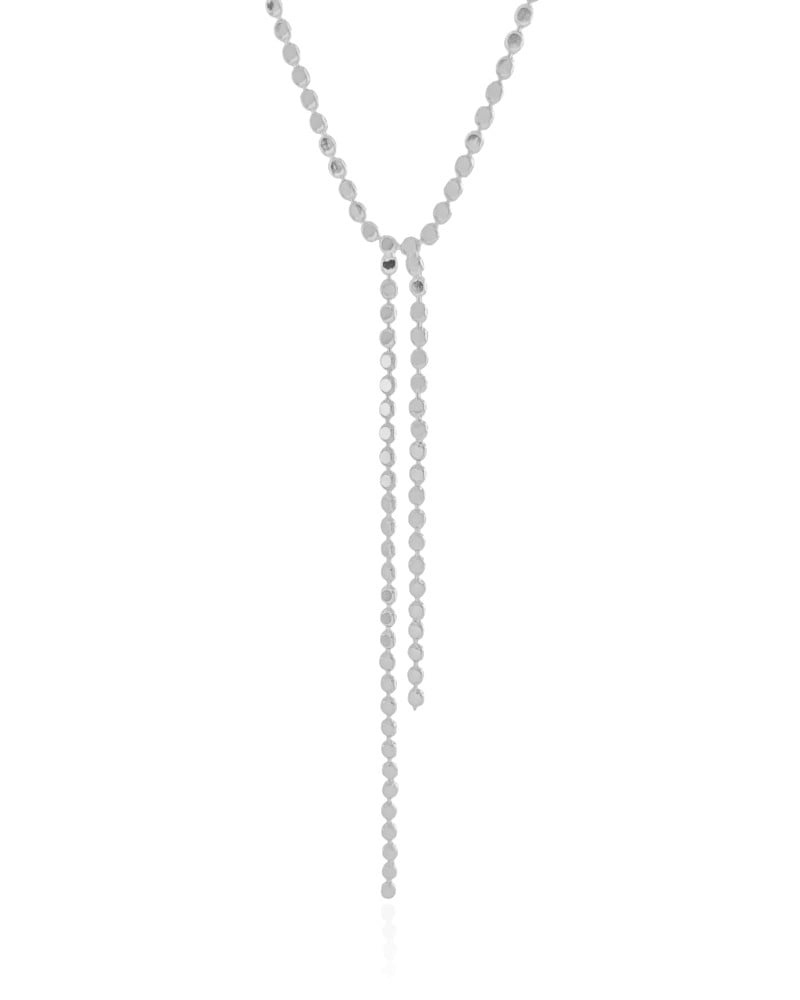 Gargantilha Gravata Plaquinhas Achatadas Ródio Branco - 45 cm