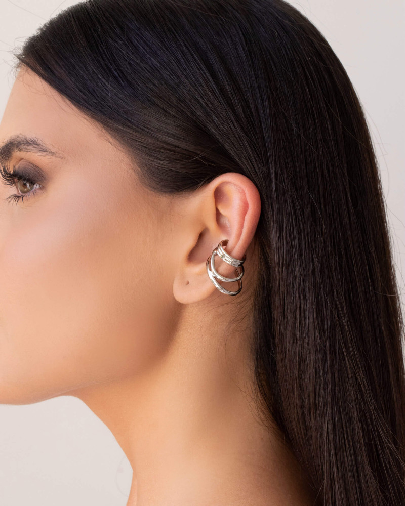 Piercing 3 Filetes Detalhes Ródio Branco