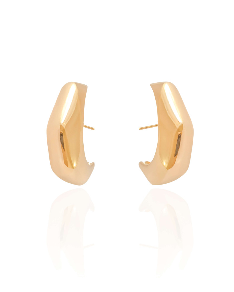 Ear Hook Geométrico Liso 3.2 cm Banhado a Ouro 18K