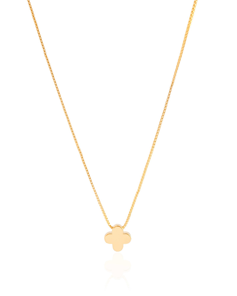 Choker Veneziana Trevo Liso Banhado a Ouro 18K