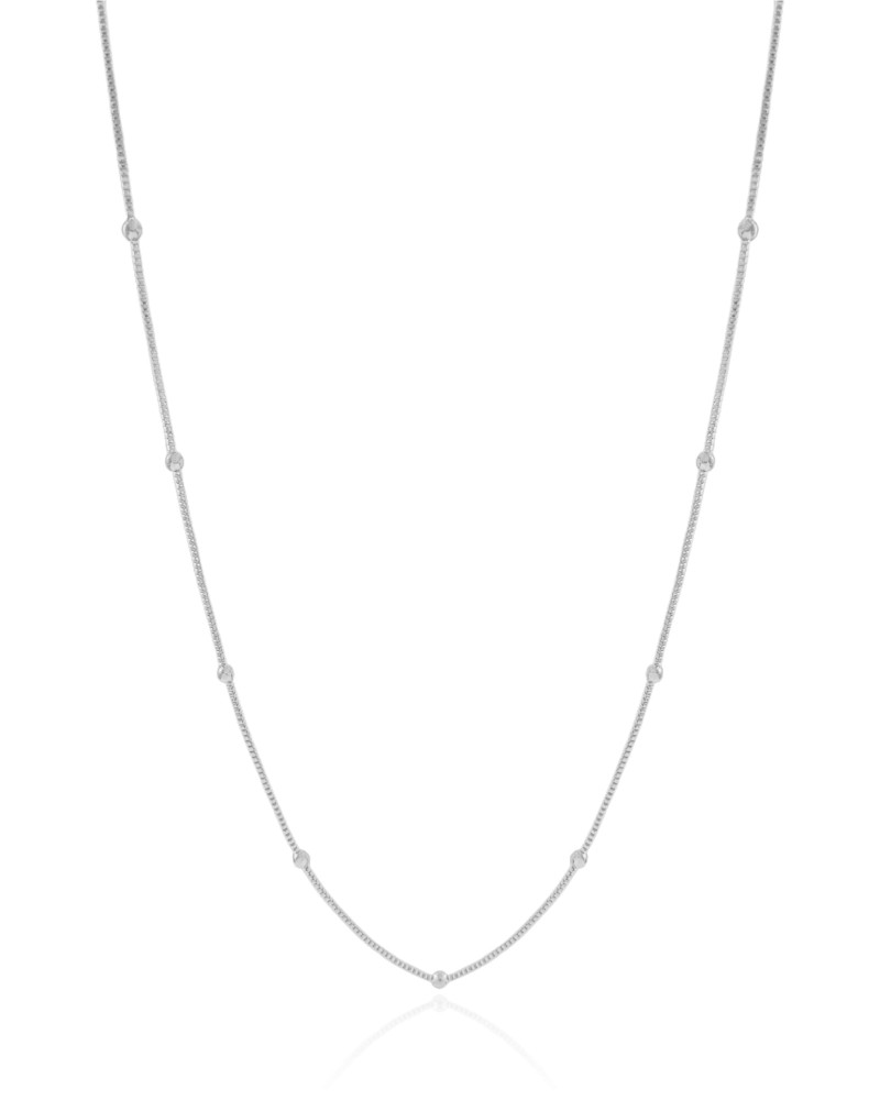 Gargantilha Veneziana Bolinhas Lisas Ródio Branco - 45 cm