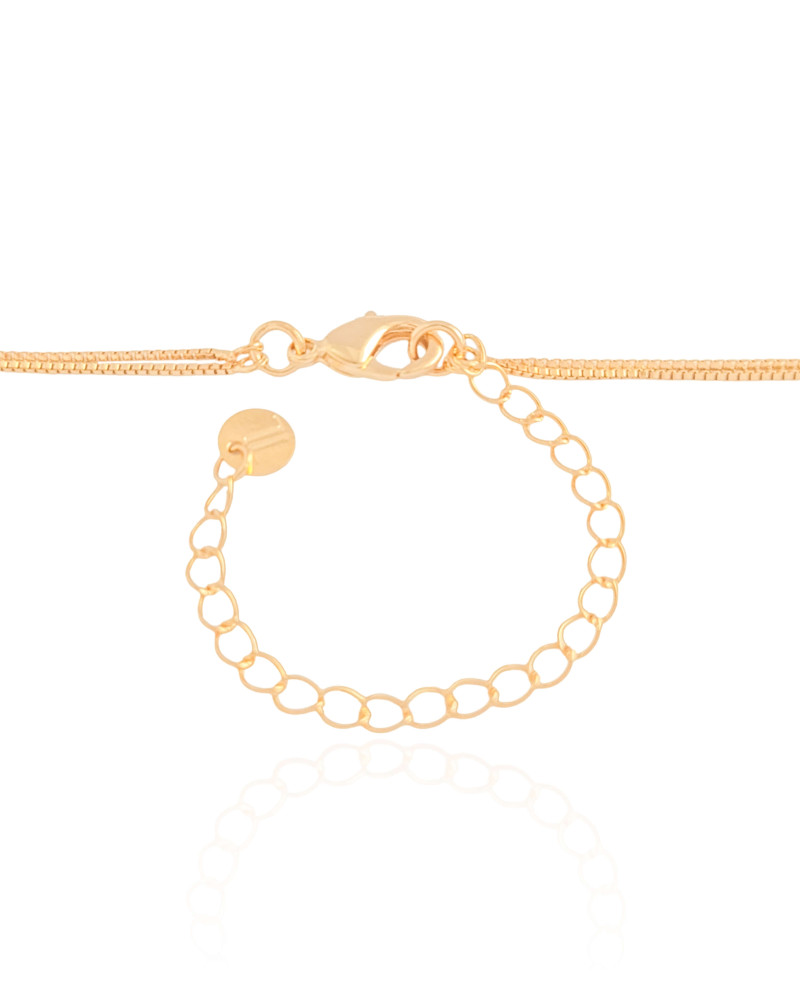 Gargantilha Dupla Redondo e Ponto de Luz Cristal Banhado a Ouro 18K