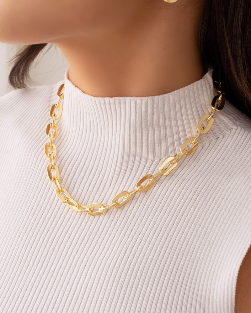 Choker Elos Ovais 9 mm Banhado a Ouro 18K