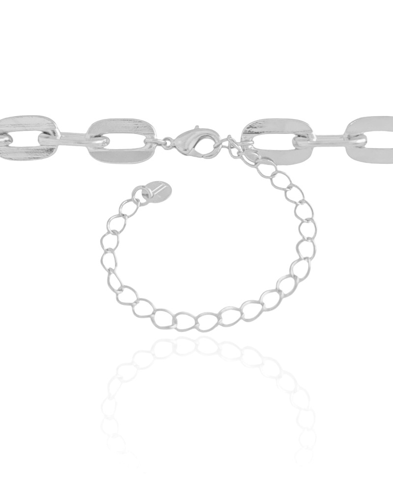 Choker Elos Ovais 9 mm Ródio Branco