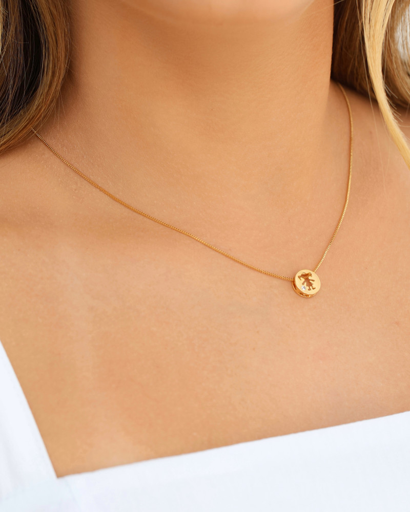 Gargantilha Filho Menina Ponto de Luz Cristal Banhado a Ouro 18K - 45 cm