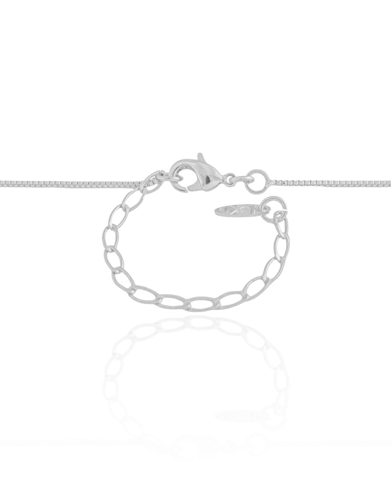 Gargantilha Filho Menina Ponto de Luz Cristal Ródio Branco - 45 cm