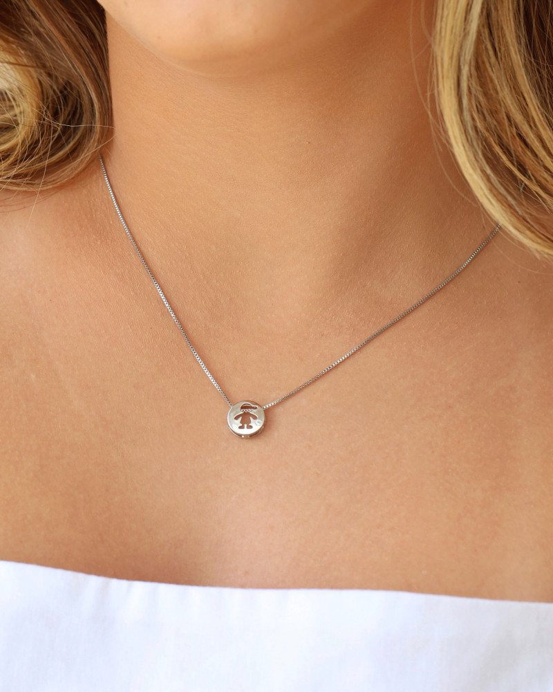 Gargantilha Pingente Filho Ponto de Luz Cristal Ródio Branco - 45 cm