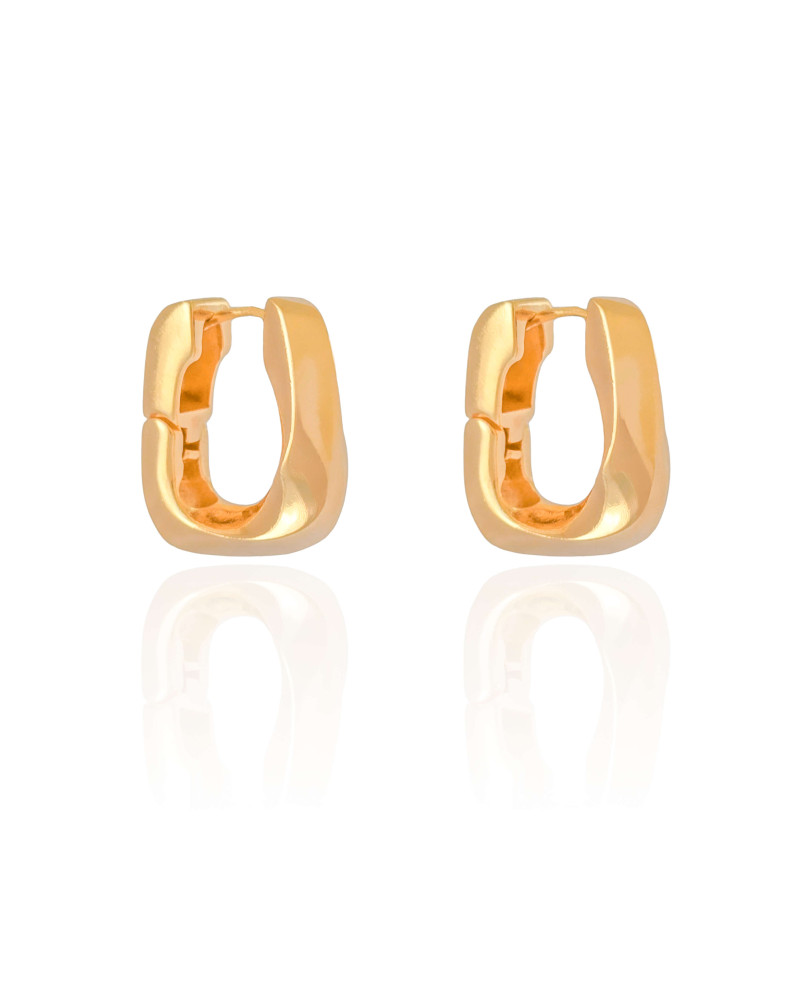 Brinco Argola Quadrada Torcida 2.5 cm Banhado a Ouro 18K