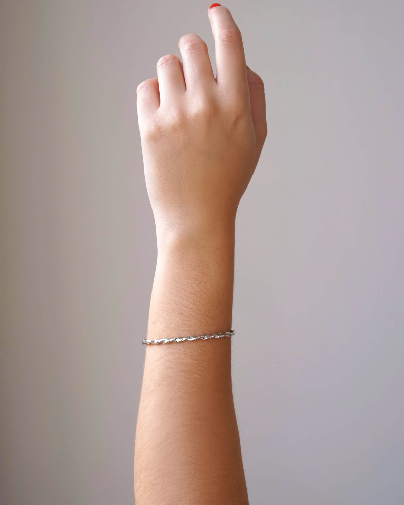 Bracelete Torcido Ródio Branco