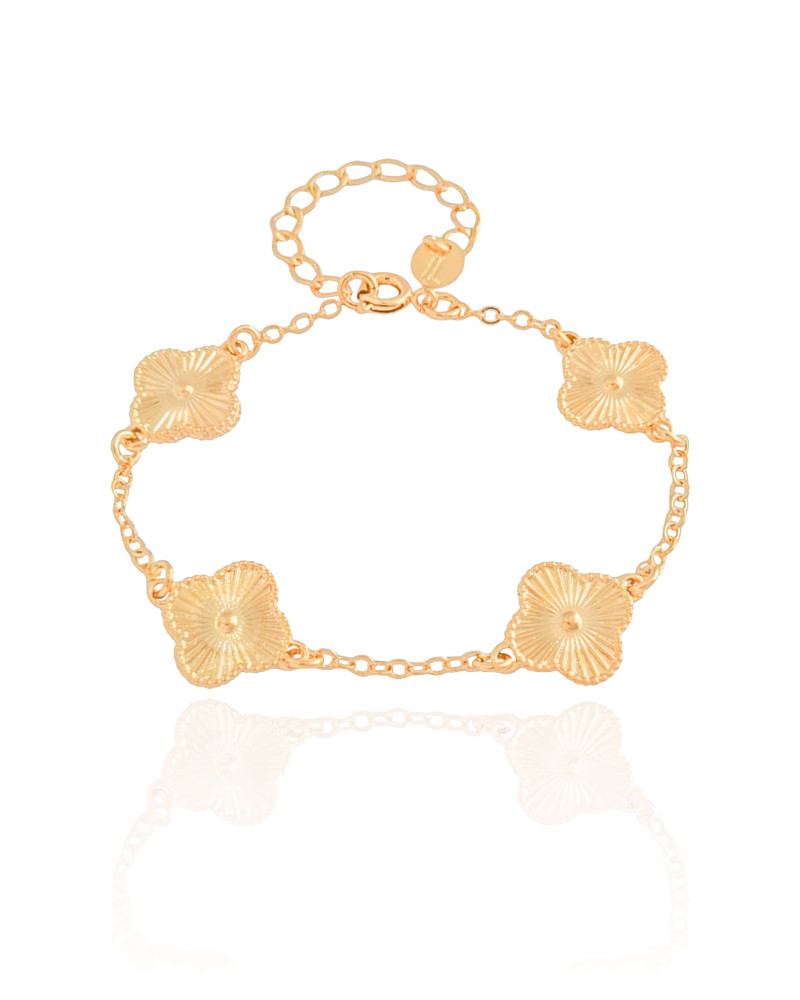 Pulseira Flor Riscada Banhado a Ouro 18K