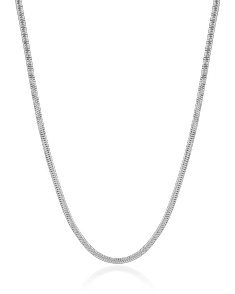 Gargantilha Rabo de Rato 3 mm Ródio Branco - 45 cm