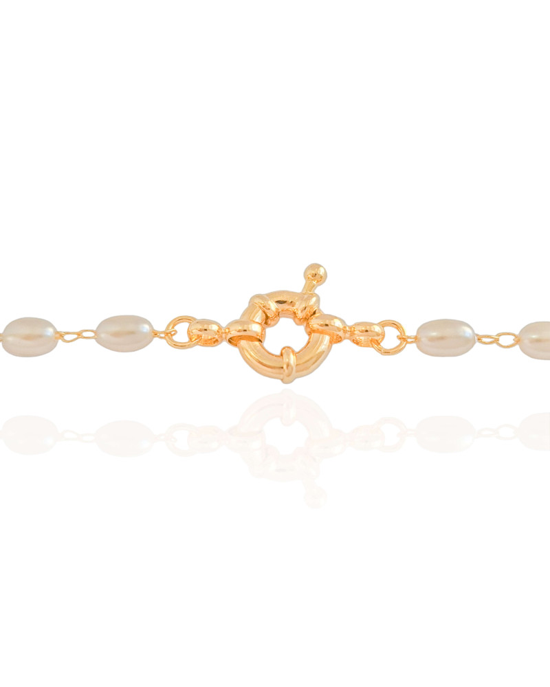 Gargantilha Pérolas Ovais Banhado a Ouro 18K - 40 cm