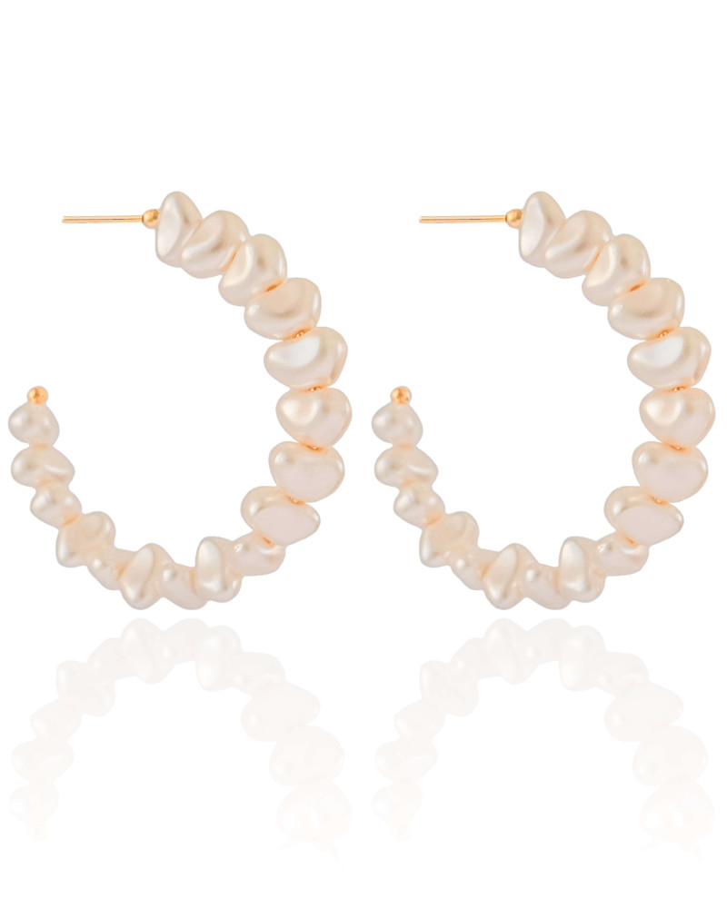 Brinco Argola Pérolas Barrocas 4.6 cm Banhado a Ouro 18K