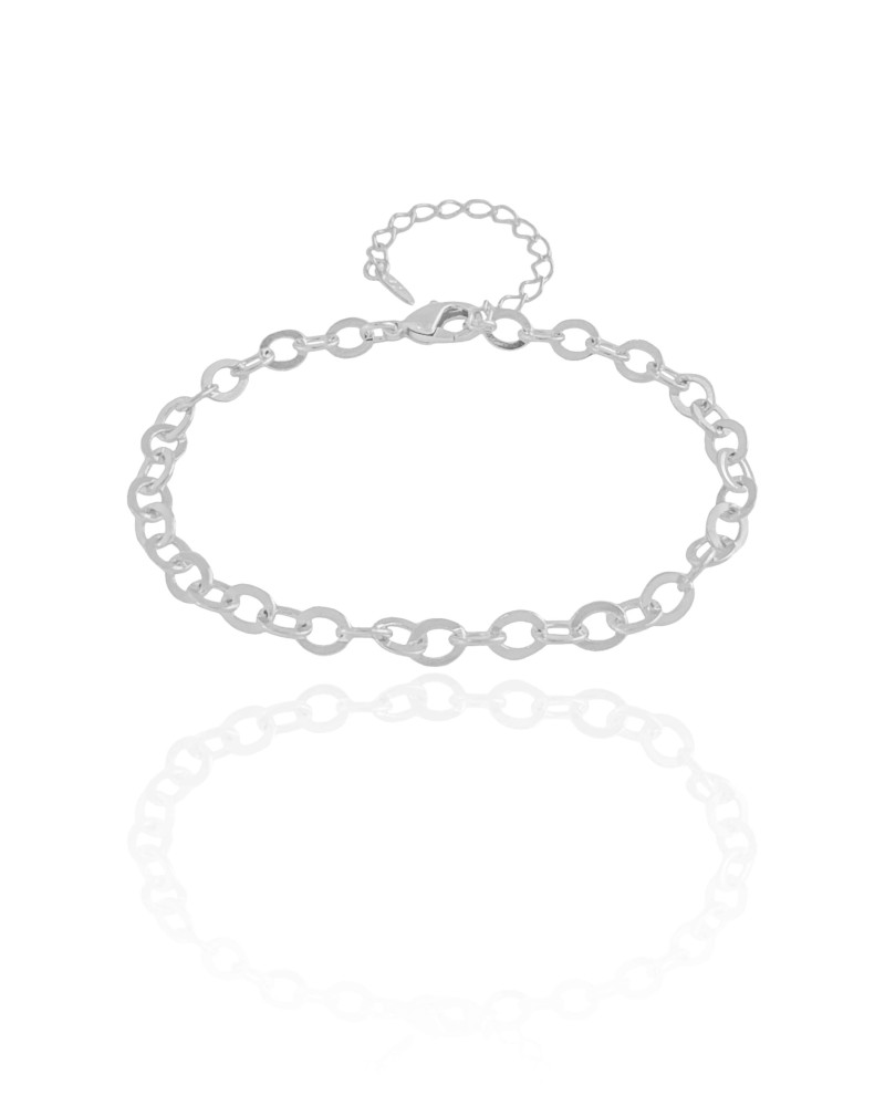 Pulseira Elos Ovais 5 mm Ródio Branco
